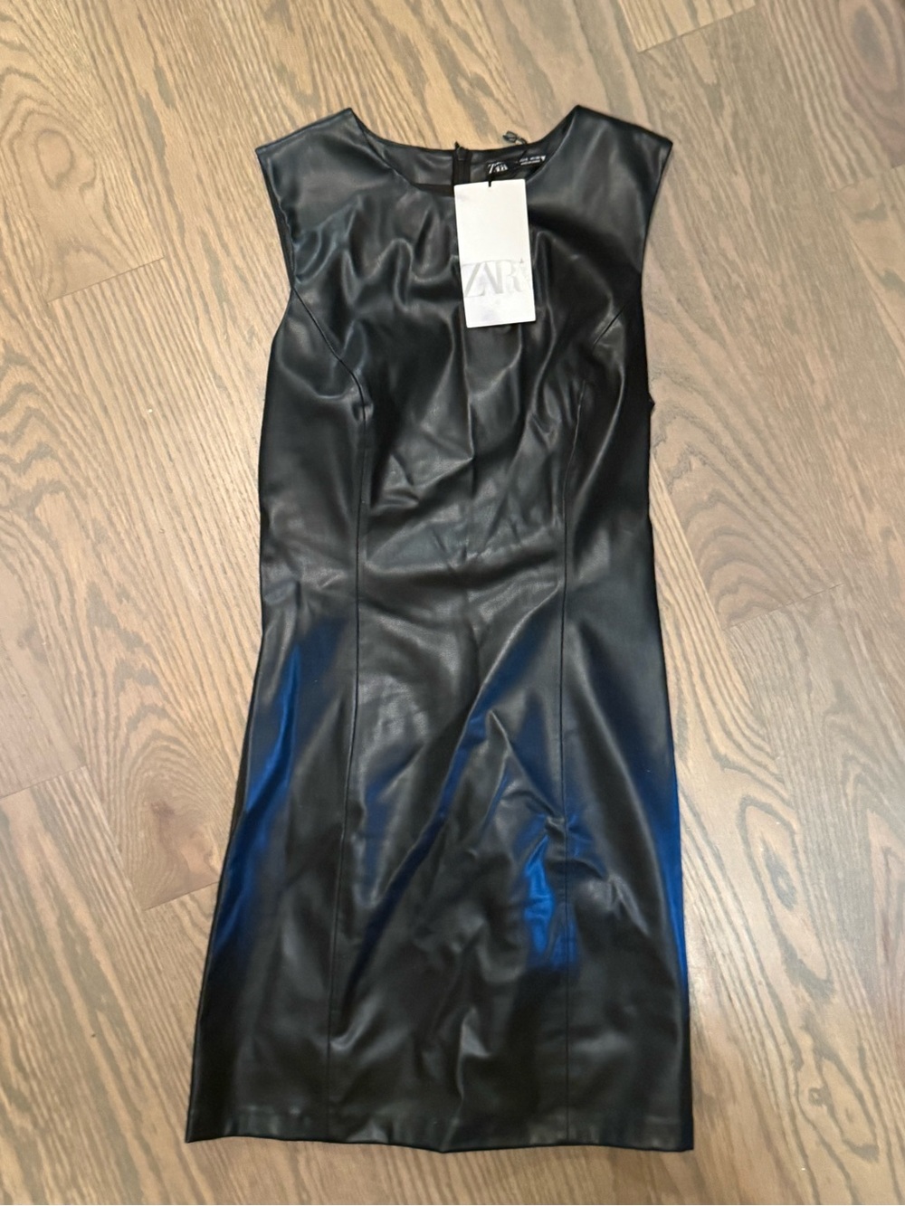 Zara Black Faux Leather Sheath Dress -small